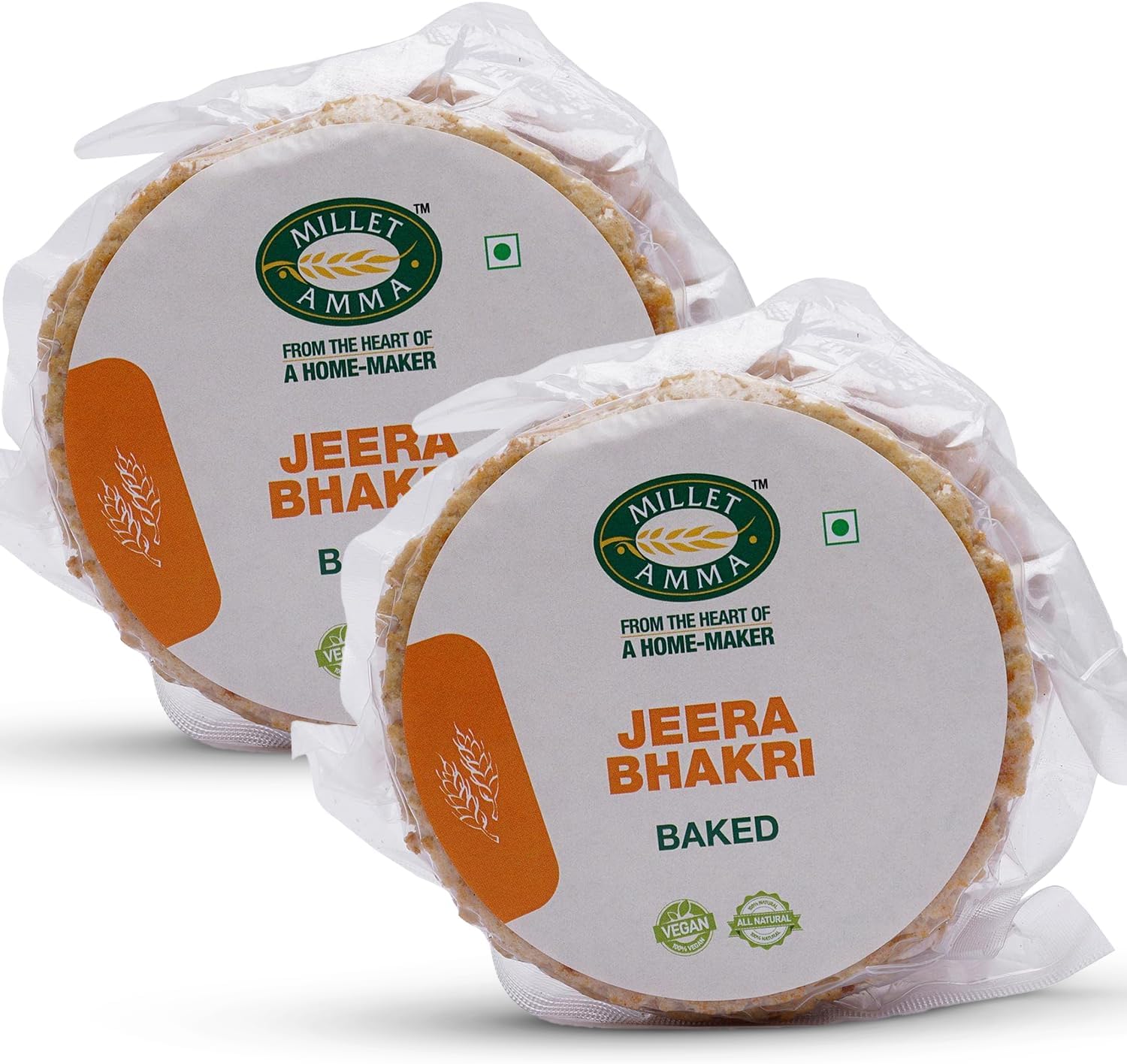 - Millet Amma Baked Jeera Bhakhri - 360 Gms | (Pack of 2 - Each 180 Gms) | Ready to Eat | Best Choice for Snack Time, Parties & Events | Healthy Traditional Gujarati Snacks..