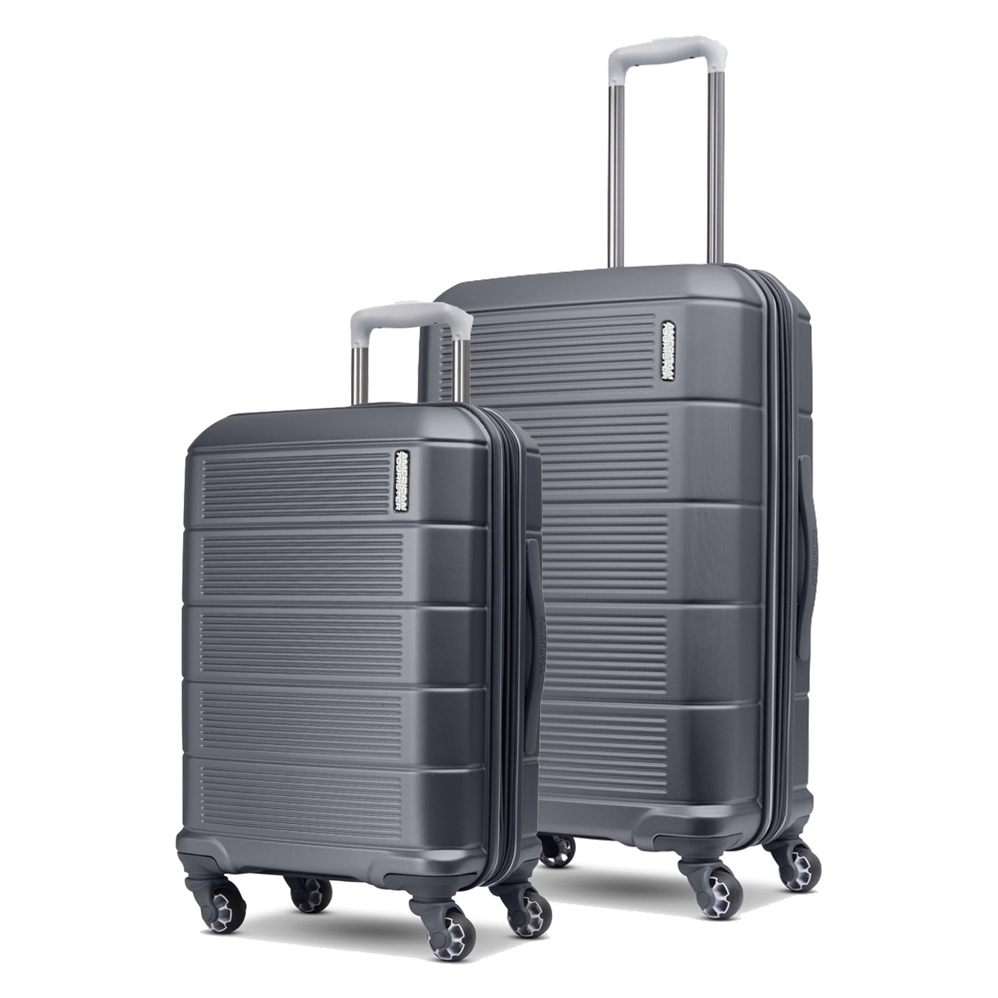 American Tourister Stratum 2.0 Hardside Expandable Luggage with Spinners, Charcoal, 2PC SET (Carry-on/Medium)