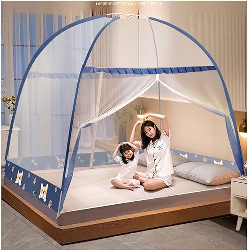 Miniatura 2 de borfieon Tienda de campaña para cama doble, mosquitera plegable para cama, toldos, camas del hogar, tiendas de campaña de yurta con cremallera,