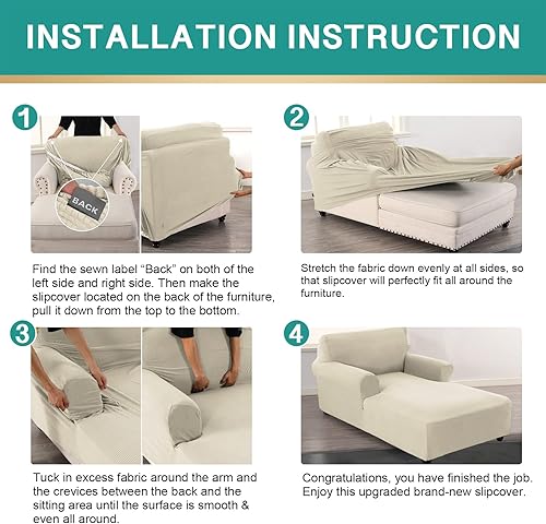 Miniatura 4 de Funda para diván, funda elástica para diván, funda para diván, funda para sofá con doble brazo, tela jacquard con cuadros pequeños, protector de