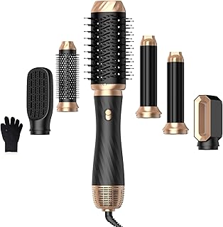 Air Styler Set Magic Styler Hair Styler 6 in 1 Hair Dryer Brush with Curl, Straighten, Volumise, Smooth and Hairdryer Brushes for Styling, Hot Hair Styler for All Hair Type/Length