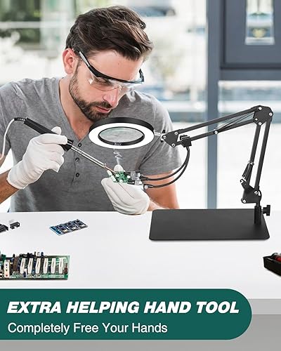 Miniatura 5 de Lupa con luz, lámparas de lupa 5X10X, lupa 3 en 1 con soporte y clips flexibles, lupa iluminada de 3 colores de 10 brillo para manualidades,