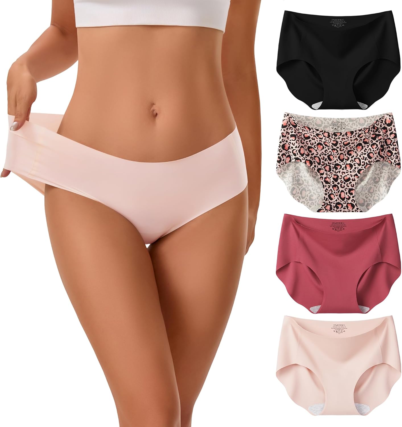 INNERSY Seamless Underwear for Women Soft No Show Invisible Hipster Panties 4-Pack
