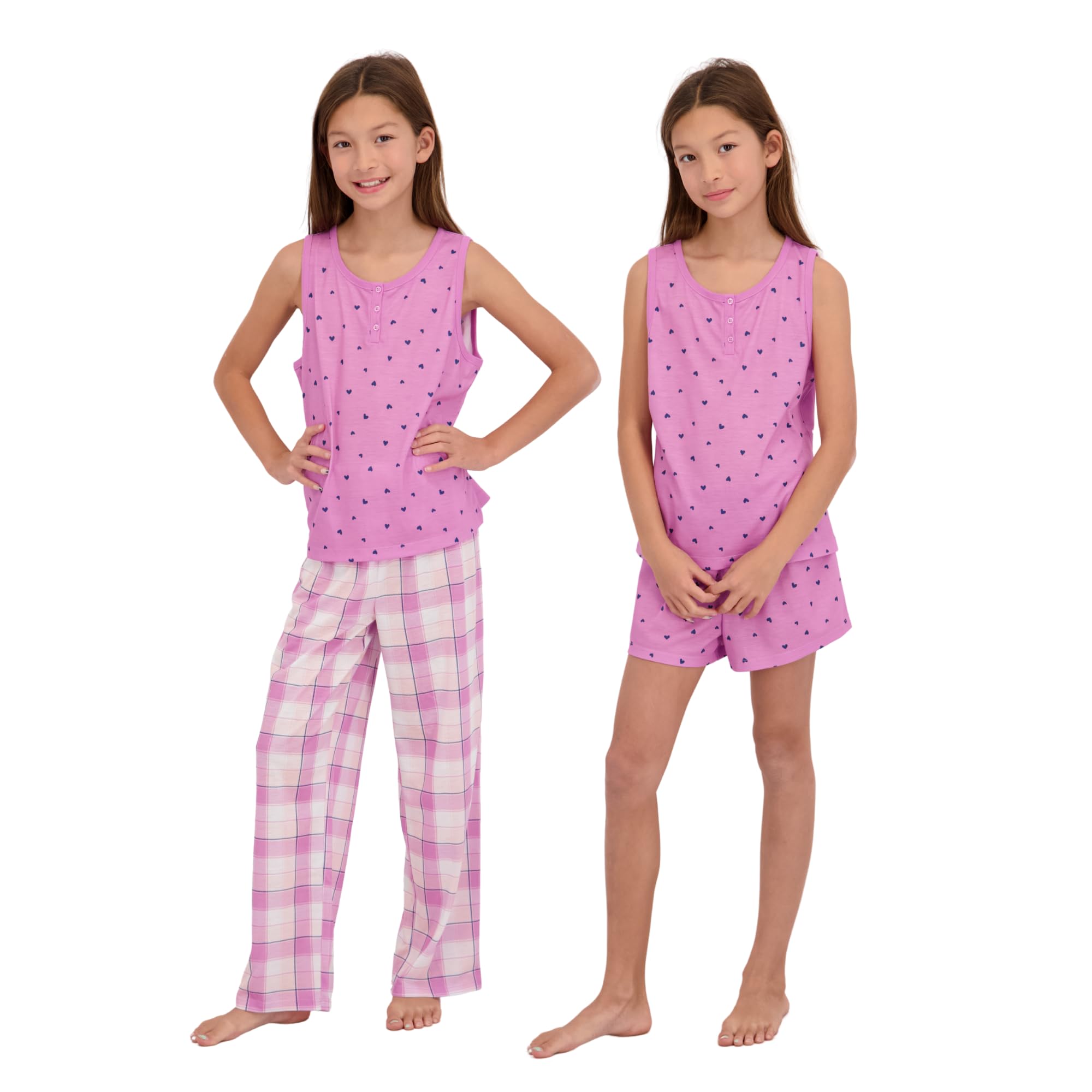 US Angels Girls Pajamas Set - 3-Piece PJs Set, Tee, Pants & Shorts, Soft Girls’ Sleepwear, Teen Kids Pajamas, Sizes 5-16