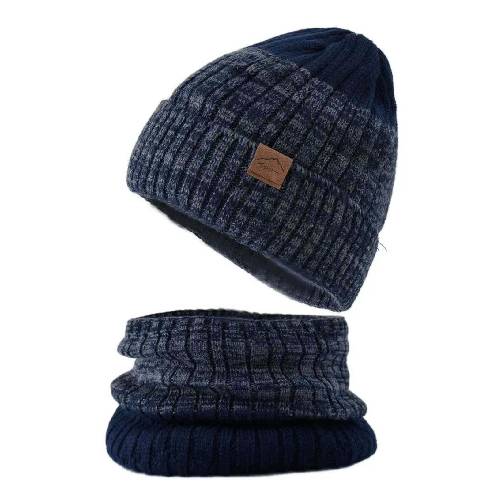 Schal Mütze Set Winter Gestrickter Hutschal Für Unisex Fleece Verdickt Im Freien Warm Und Kaltsicherer Hutschal-Set