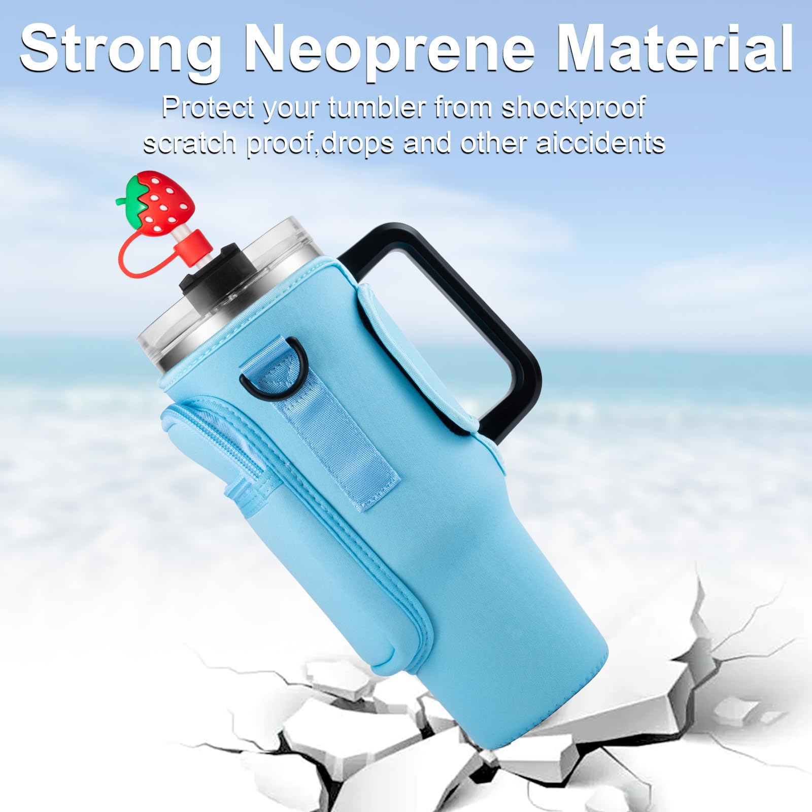 Sac Bouteille D'Eau Pour Stanley Cup 40oz - Porte Gobelet Isotherme Avec Bandoulière Et Poche Téléphone