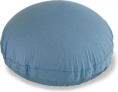 金鵄 ビーズクッション 小 丸 日本製ビーズ (M, 冷感マルモア ミッドブルー)