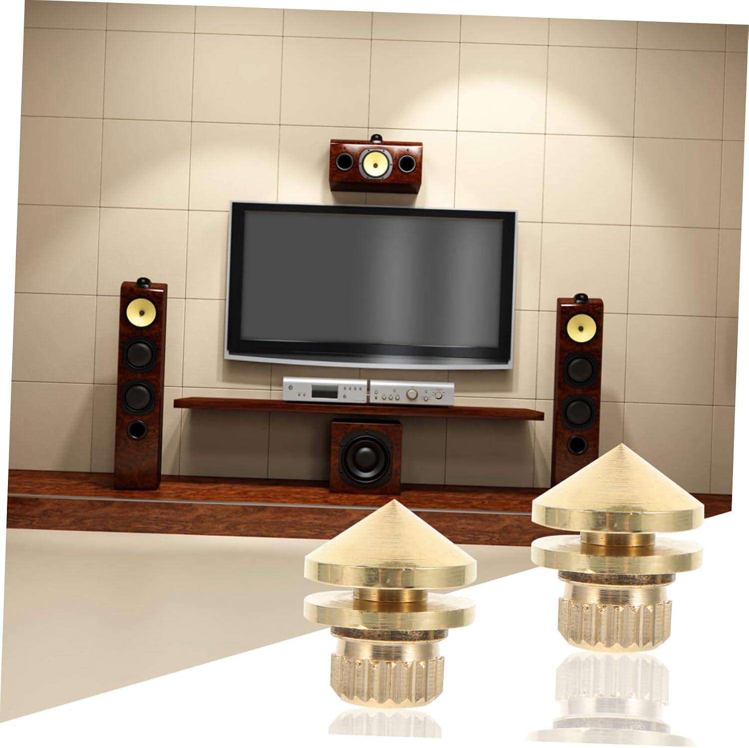 Artibetter 4pcs Speaker Copper Spikes Creative Shockproof Speaker Holders for Isolation and Reduction Easy to Install and Turntables