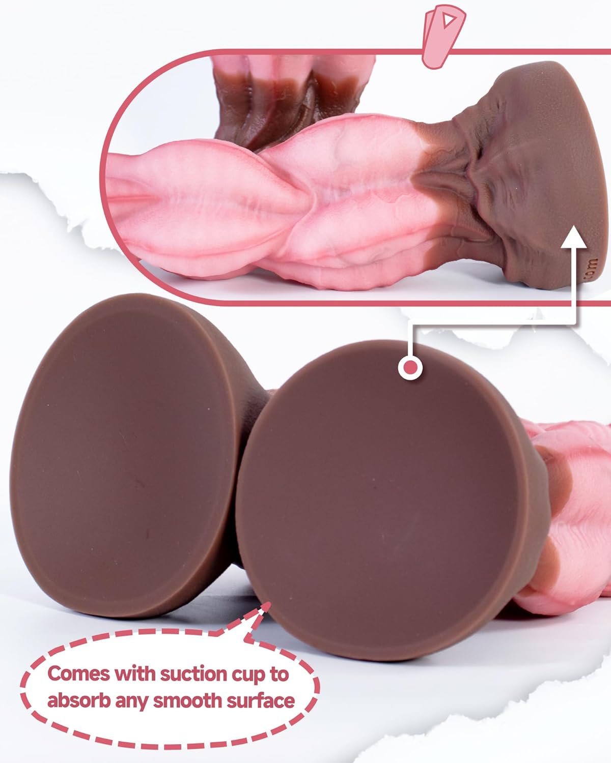 Realistic Dildo, Powerful Muscle Dildo with Suction Cup for Hands-Free Play, Adult Sex Toys for Men and Women, Waterproof Design, Compatible with Water-Based lubricants (D223M)