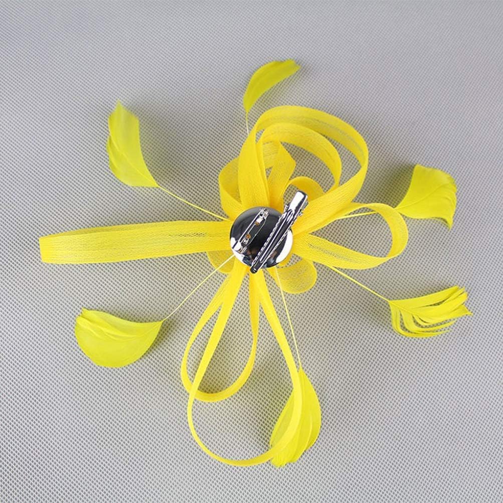 Holibanna Yellow Bridal Fascinator Hair Clip Mesh Headdress Wedding Hair Accessory for Women and Girls Formal Parties and Special Occasions - Image 5