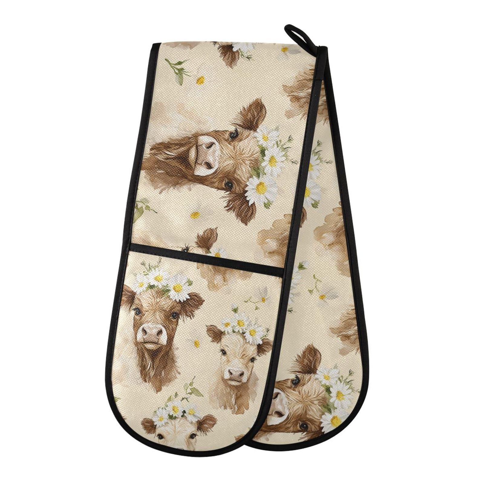 Gants de four double vache des Highlands anti-chaleur