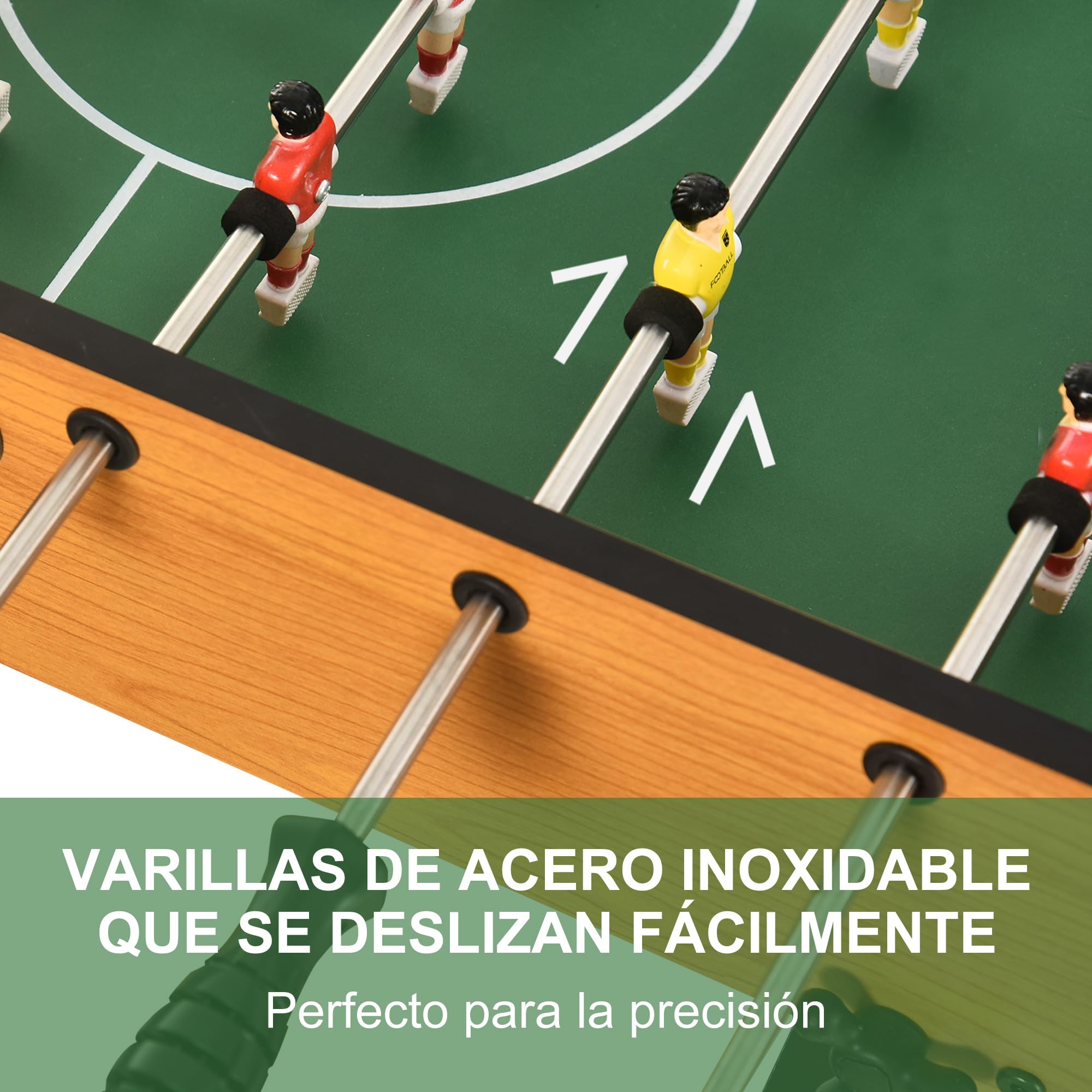HOMCOM Futbolín Plegable, Juego de Mesa de Fútbol con 22 Jugadores y 2 Contadores, Futbolín para Niños y Adultos, 98x42x62,5 cm, Negro y Natural