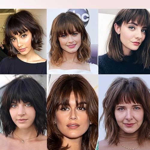 Miniatura 5 de Flequillo 100% humano, extensiones de cabello francés, flequillo curvado para mujer (flequillo de sienes largas de 7 pulgadas, negro natural)