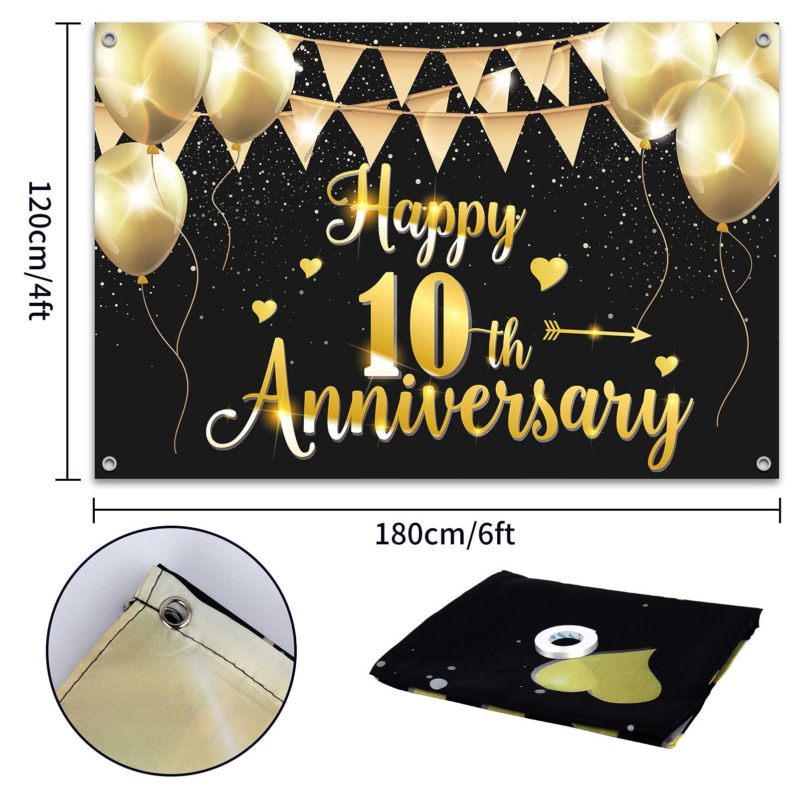 Amazon.com: HAMIGAR 6x4ft Happy 10th Anniversary Banner Backdrop
