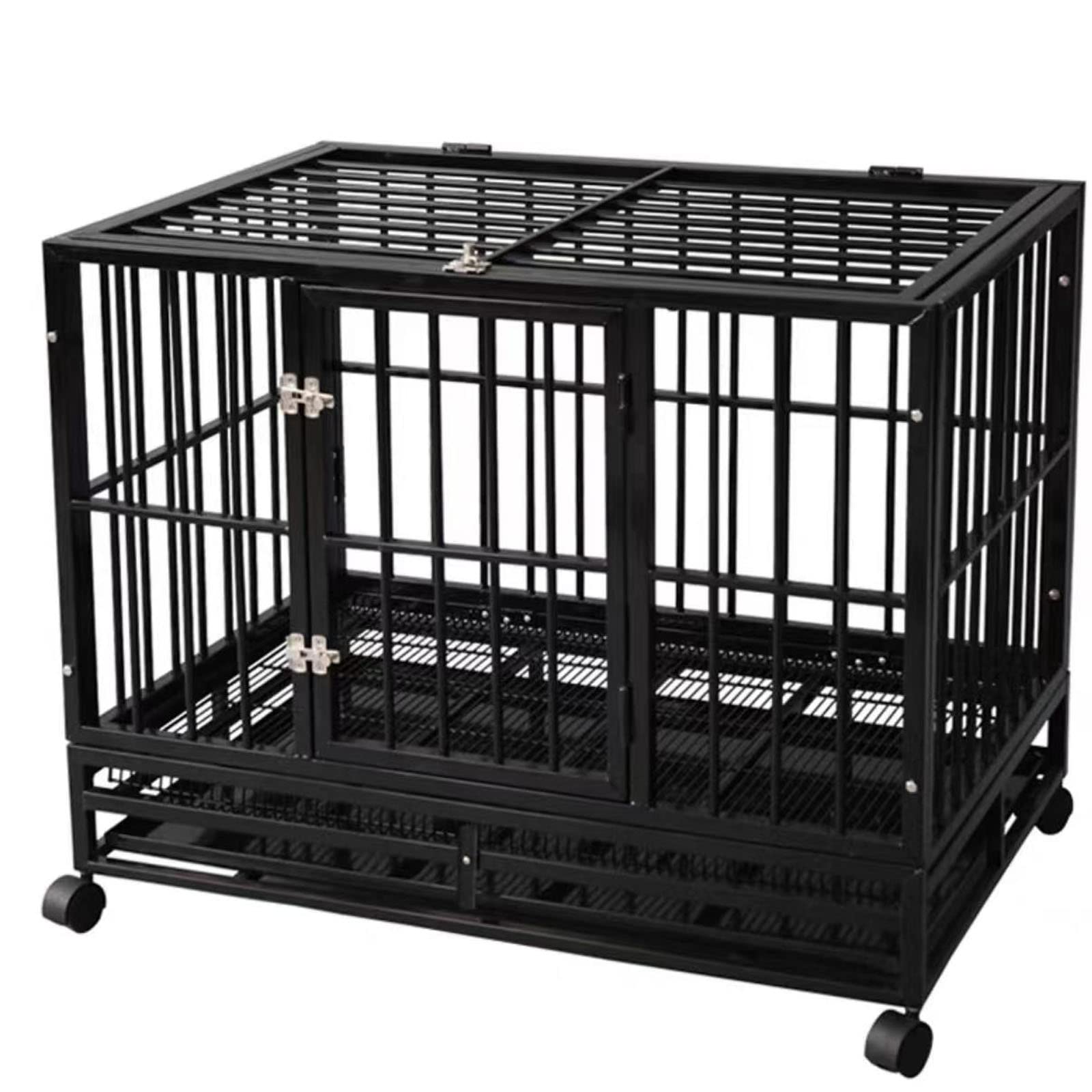 PRUJOY Jaula de Metal para Perros Jaula para Mascotas Jaula Pesada Plegable para Perros medianos y Grandes de Interior audaz (124 * 84 * 95cm)