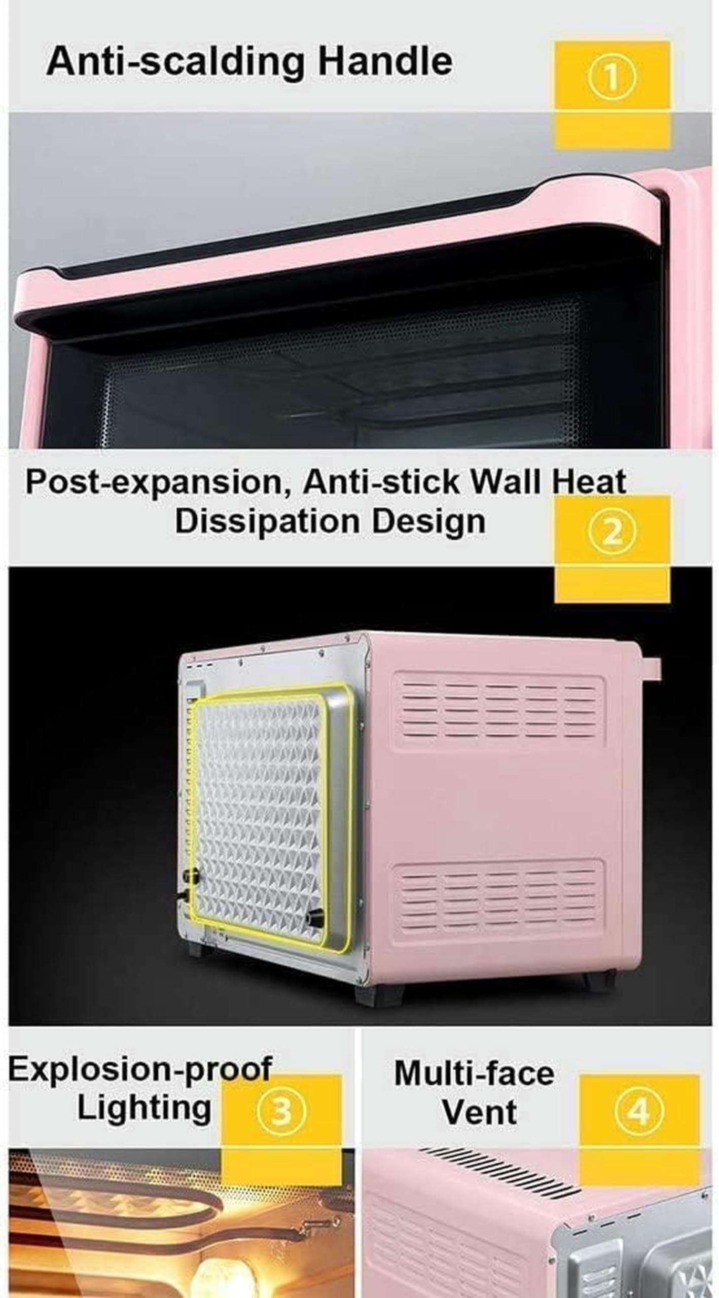Forno Intelligente, Mini Forno Elettrico con Piastra di Riscaldamento per Cottura A Casa, Forno da 40 L, Mini Forno A Casa Automatico, Visualizzazione A LED, Forno Tostapane Convezione (Verde)