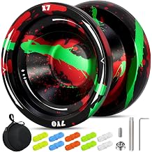 X7 Responsive Yoyo Professional Trick Yoyo for Kids Dual Function Yoyos Smooth & Balance Yoyo for Beginners Non-Responsive Bearing Kit, Case, 10 Strings - Black Green Red