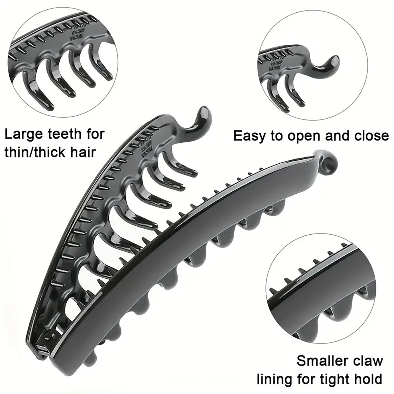 2 Pcs Banana Hair Clips, Non-Slip Large Strong Hair Claw Clip, Classic Double Combs Hairpin Accessories for Women Straight Curly Long Hai- Black & Light Brown - Image 3