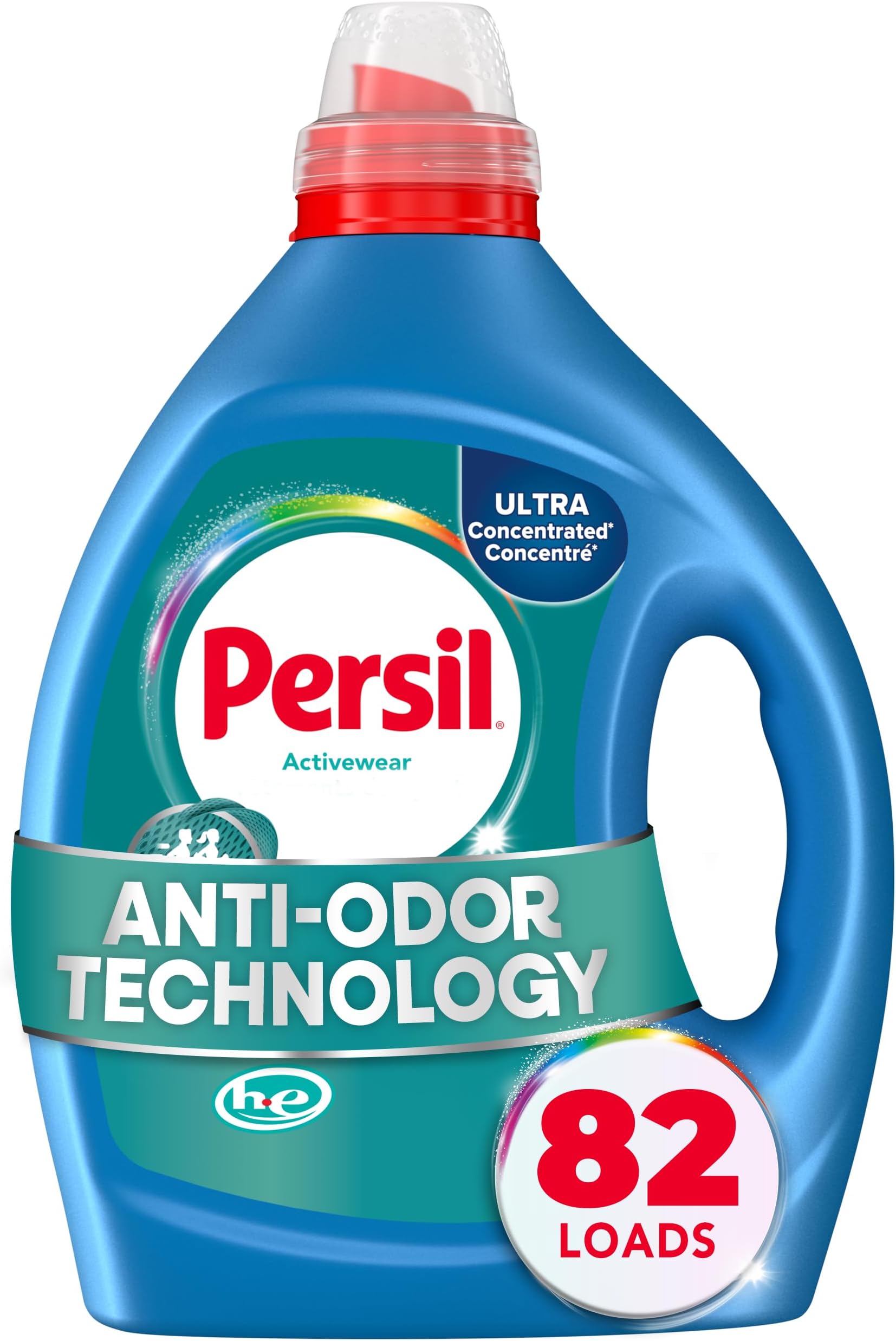 Activewear Clean Laundry Detergent Liquid, 82.5 Fl Oz, 82 Loads, Ultra Concentrated Laundry Soap, Helps Fight Stains & Odor, HE Safe