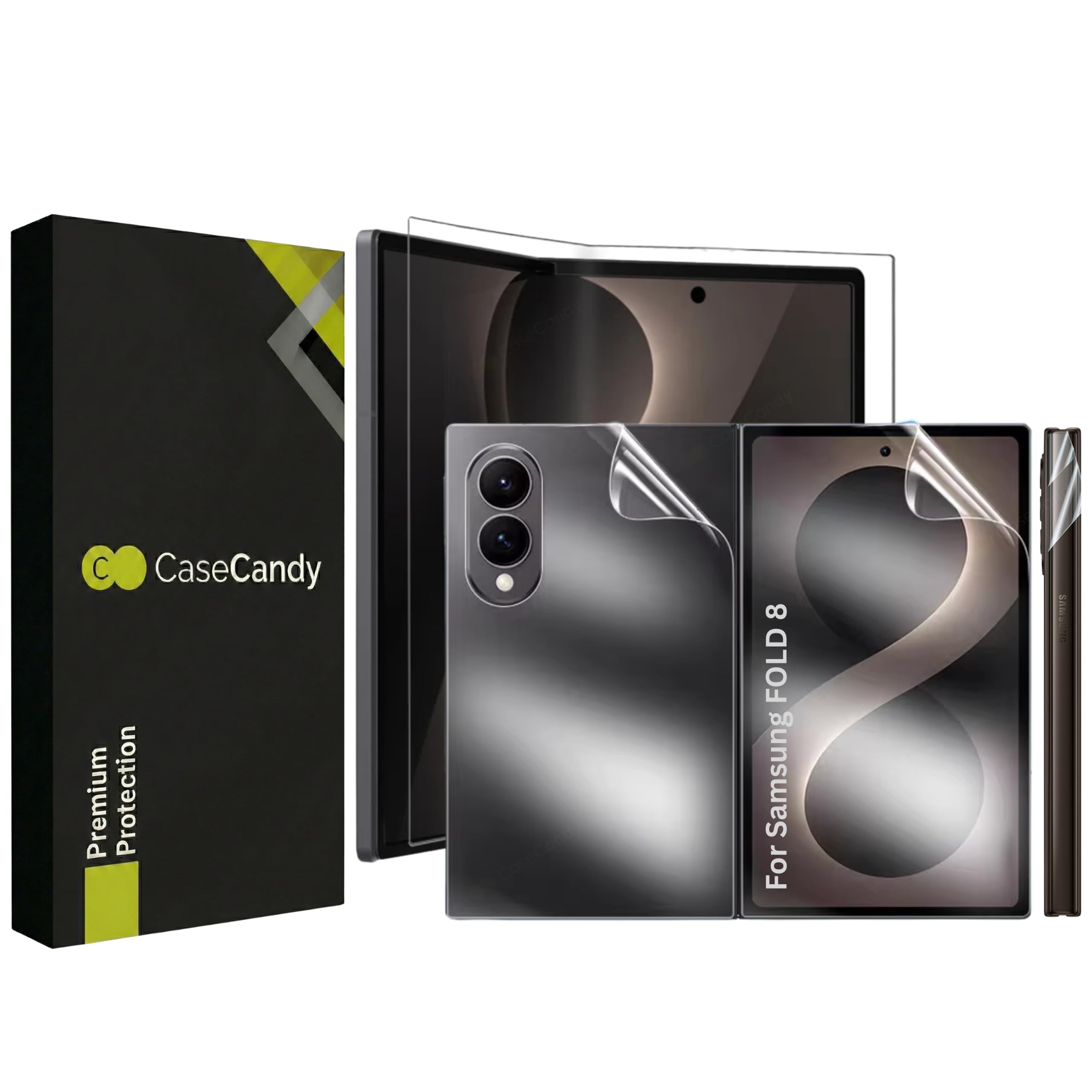 BIGFACE Fits CaseCandy Set of 4 Screen Protector Guard for Samsung Z Fold 8 (Front + Back + Inside Screen + Hinge Screen Protector) – HD/Anti Scratch/Easy Installation Kit-image-2