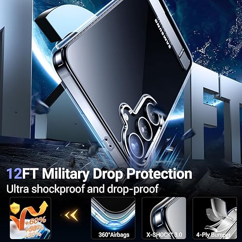 Miniatura 10 de Temdan Funda diseñada para Samsung Galaxy S24, lente y protector de pantalla integrados a prueba de golpes cuerpo completo a prueba de golpes IP68