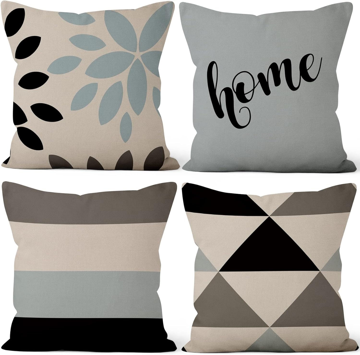 Yeele 20x20inches Modern Geometric Decorative Throw Pillow Covers Farmhouse Home Decor Abstract Accent Pillow Cover Set of 4 Linen Square Cushion Case for Sofa Couch Chair Bed Outdoor Indoor Decor