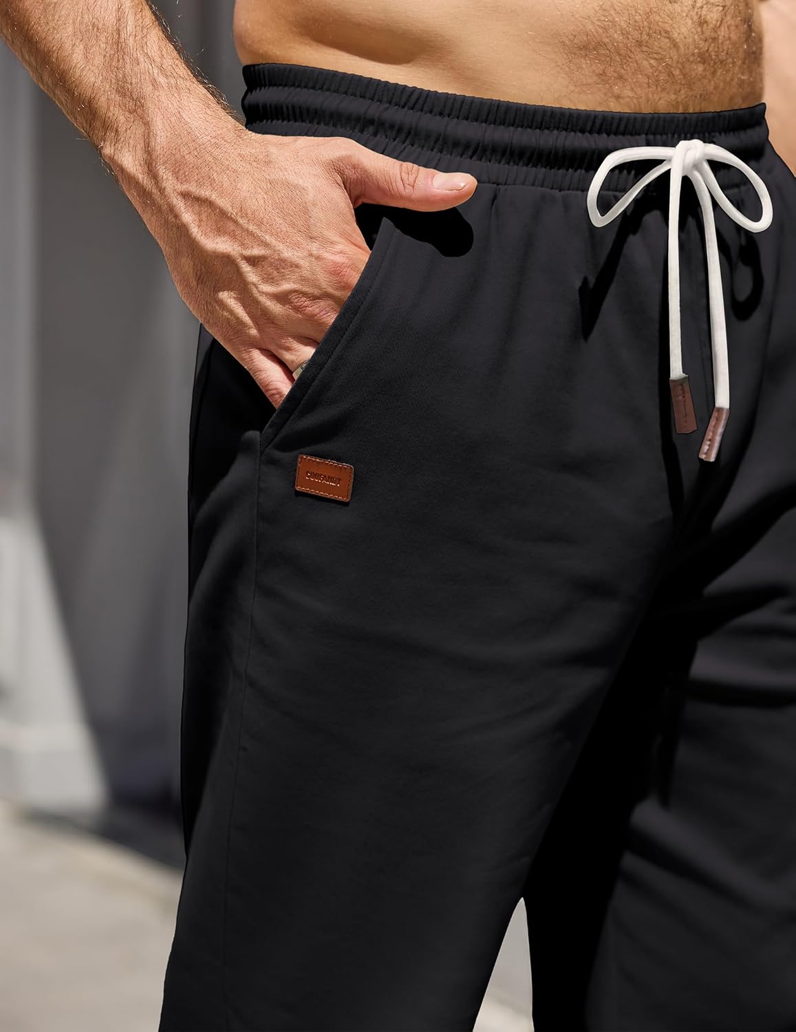 COOFANDY Mens Casual Pants Elastic Waist Drawstring Chino Pant Cotton Twill Stretch Slacks with Pocket