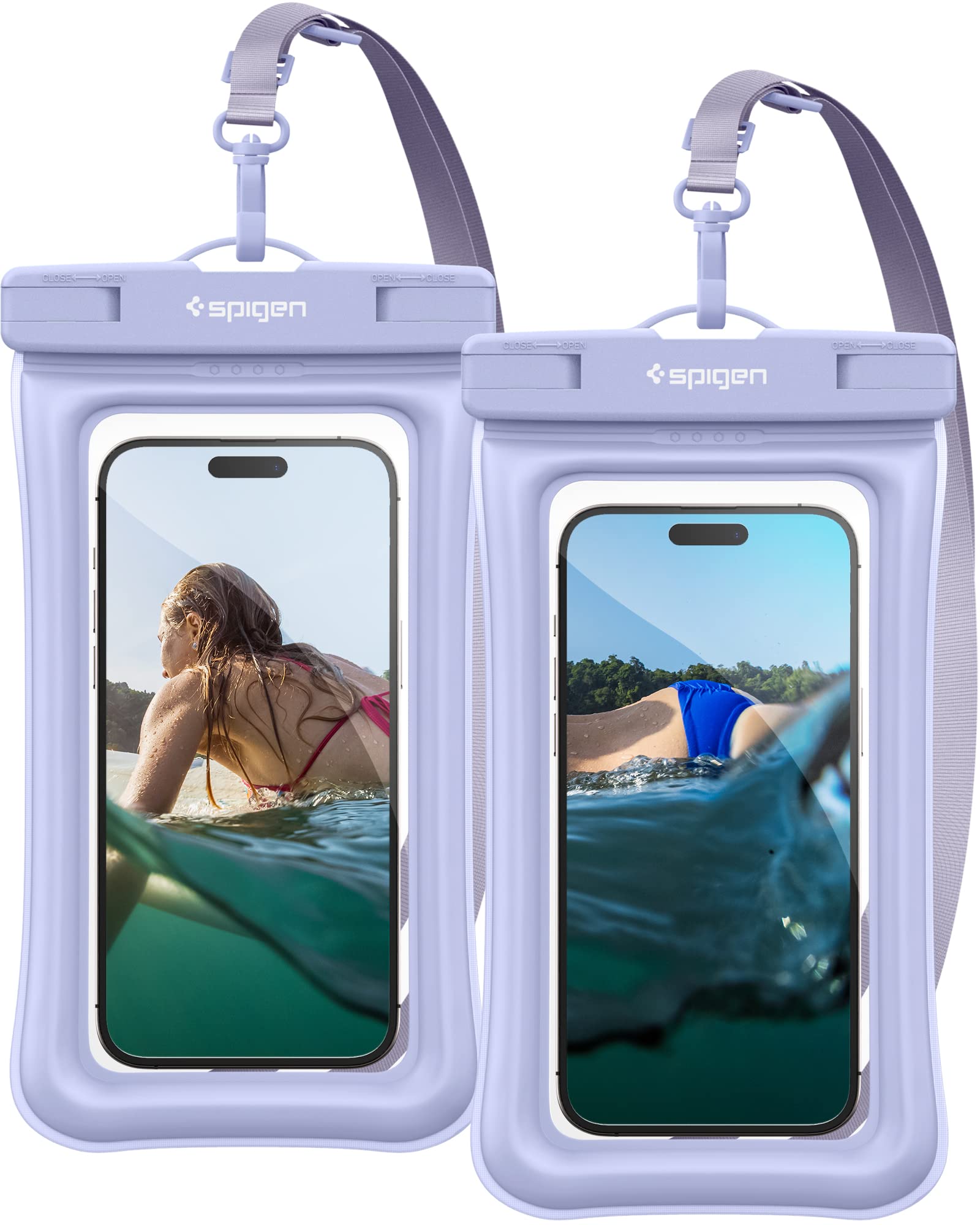Spigen TPU Floating Waterproof Mobile Pouch (A610) For iPhone, Samsung Galaxy, Google Pixel And All Other Smartphones Up To 8.7 Inches, Mobile Waterproof Pouch (IPX8 Certified, Pack Of 2) - Aqua Blue