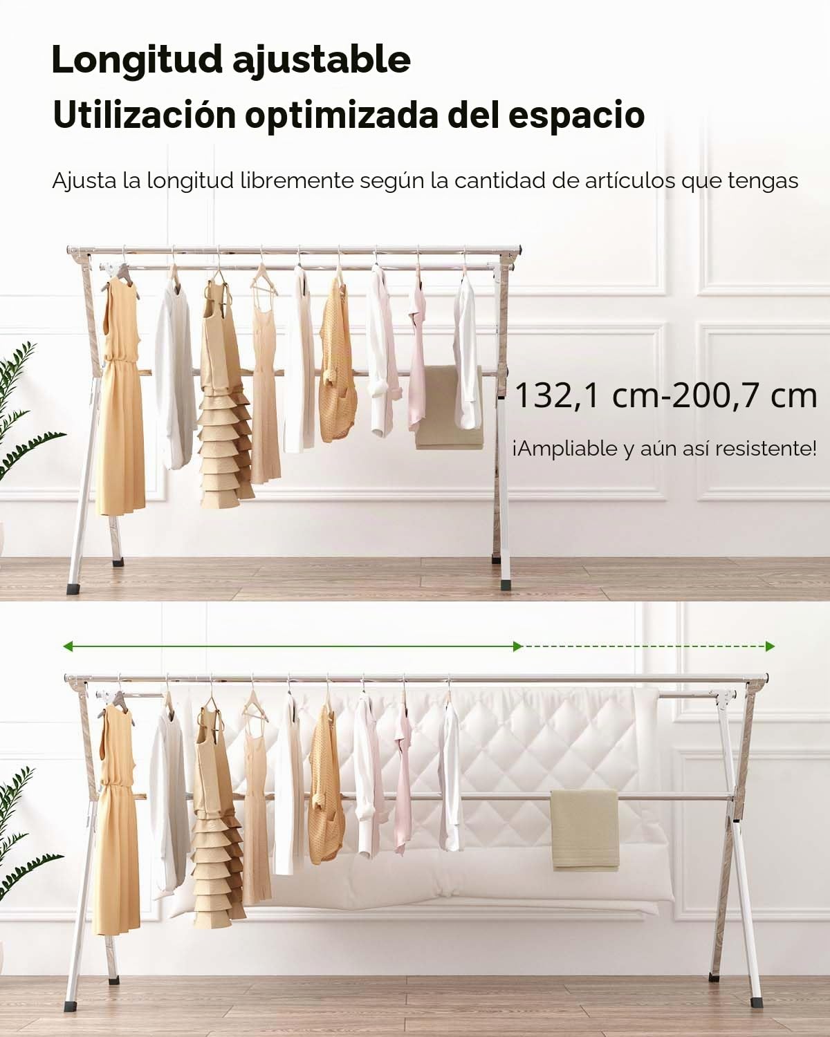 Vikaqi Tendedero de ropa plegable de 79 pulgadas para interiores y exteriores, estante de secado de ropa plegable, tendedero de acero inoxidable resistente, estante de ropa, 20 ganchos, 12 clips