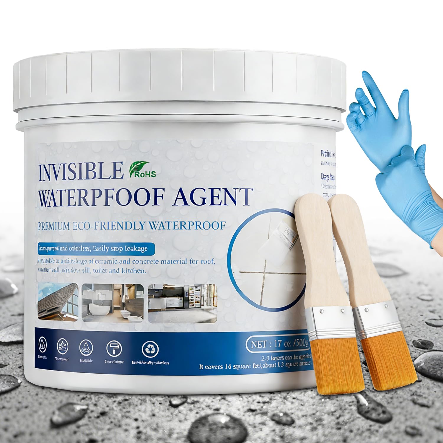 18oz Invisible Waterproof Agent, Clear Water Proof Sealant Leak Repair for Cracks, Gutters, Bathrooms, Roofs, Transparent Waterproof Coating for Indoor & Outdoor Use