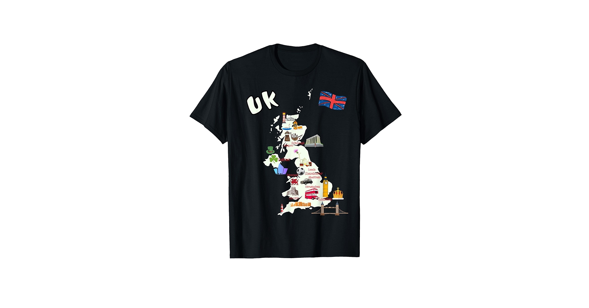 Amazon.com: England united kingdom map t-shirt,cities flag