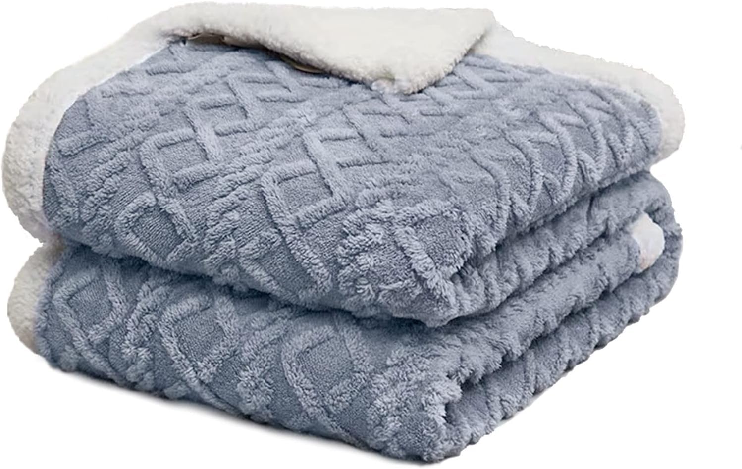 Plaid sherpa bleu pour canapé et lit d'hiver grand format idéal pour vos voyages