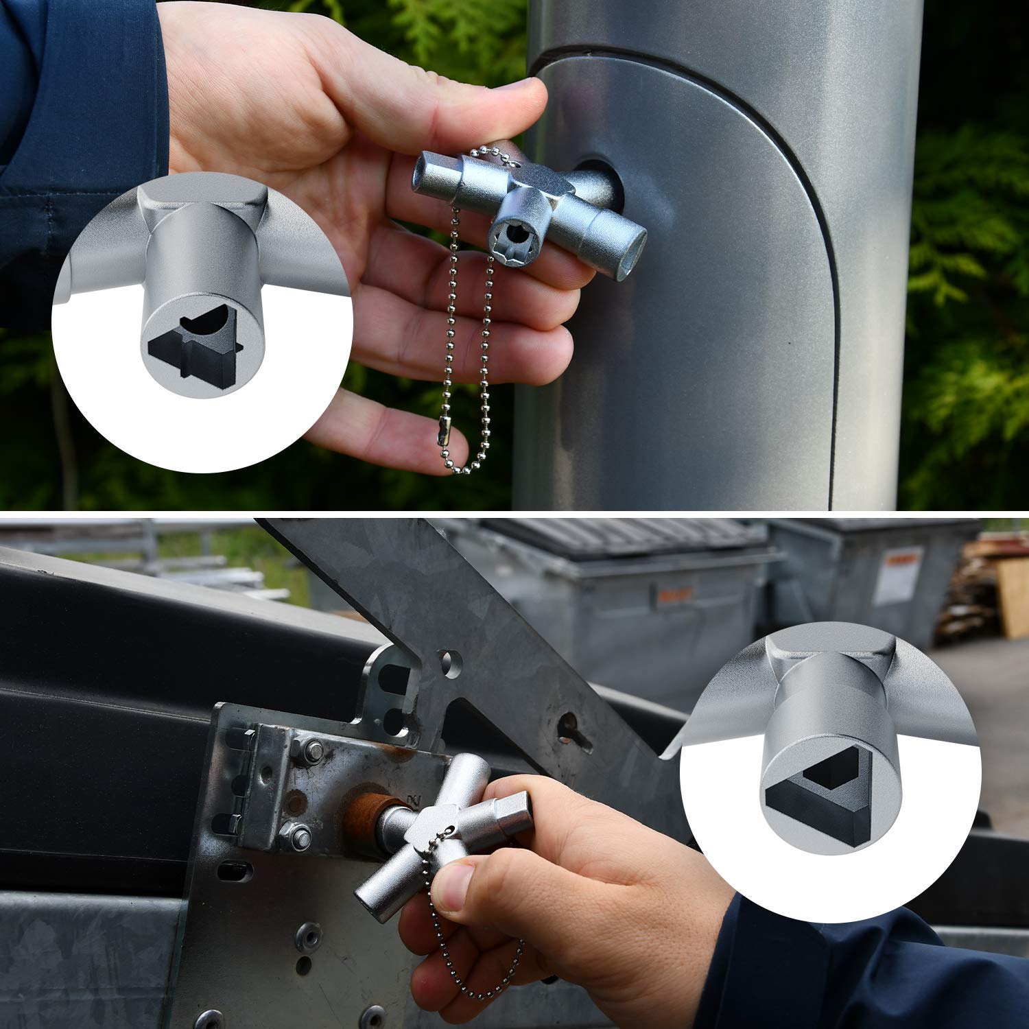 ABSINA Llave universal de 4 perfiles | Paquete de 6 - llave triangular y cuadrada disttibuciónn - universal para armarios sistemas cierre y contadores