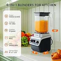 Vista 5 de CRANDDI Professional Commercial Blender, Max 1500W, 80oz Pitcher, Powerful Blender with Tamper for Smoothie, Ice Crushing, Variable 9 Speeds