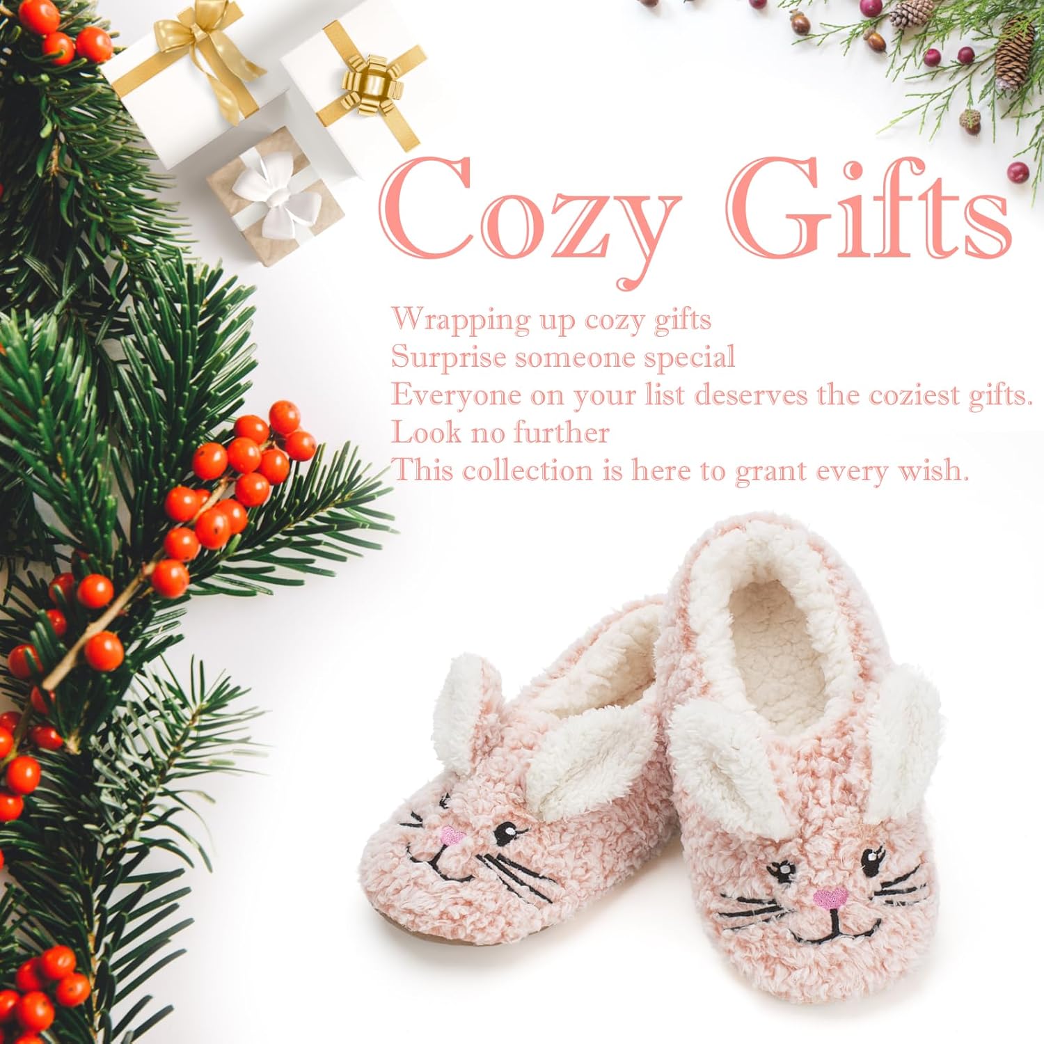 Cute Animal House Slippers, Warm Fuzzy Slipper Socks with Grippers Non Slip, Cozy Funny Gifts - Image 5