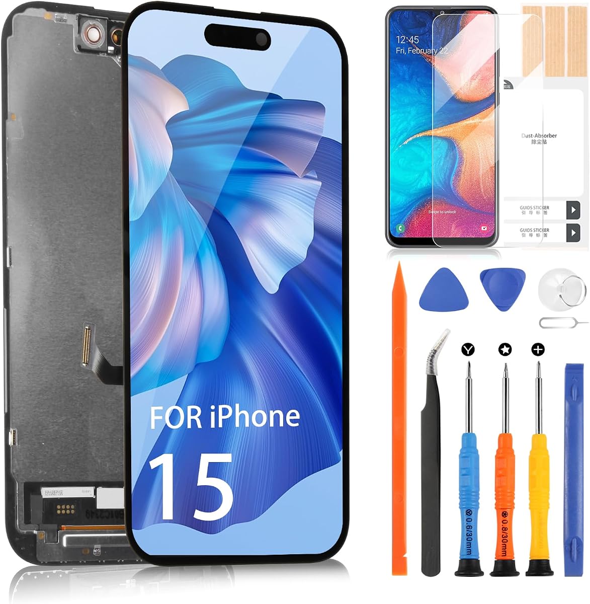 Screen Replacement for iPhone 15 LCD, Display for iPhone15 A2846 A3089 A3092 A3090 Screen Touch Assembly Replacement with Repair Kits(Black,6.1 inch)