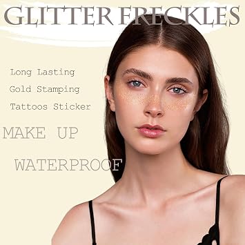 AIBEE Glitter Freckles, 12pcs Temporary Tattoos Fake Freckles Fce Tattoos