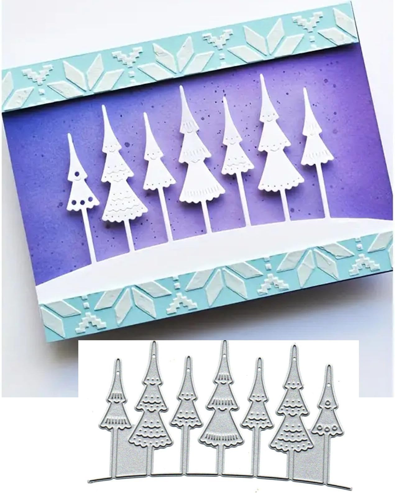 Christmas Tree Line Metal Die Cuts for Card Making,Merry Christmas Treee Card Cutting Dies Cut Stencils DIY Scrapbooking Album Decorative Embossing Paper Card Embossing Craft