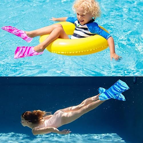 Miniatura 43 de Aletas de natación para niños, cómodas aletas de silicona para nadar y bucear, tamaño adecuado para principiantes, niños, niñas, niños y adultos