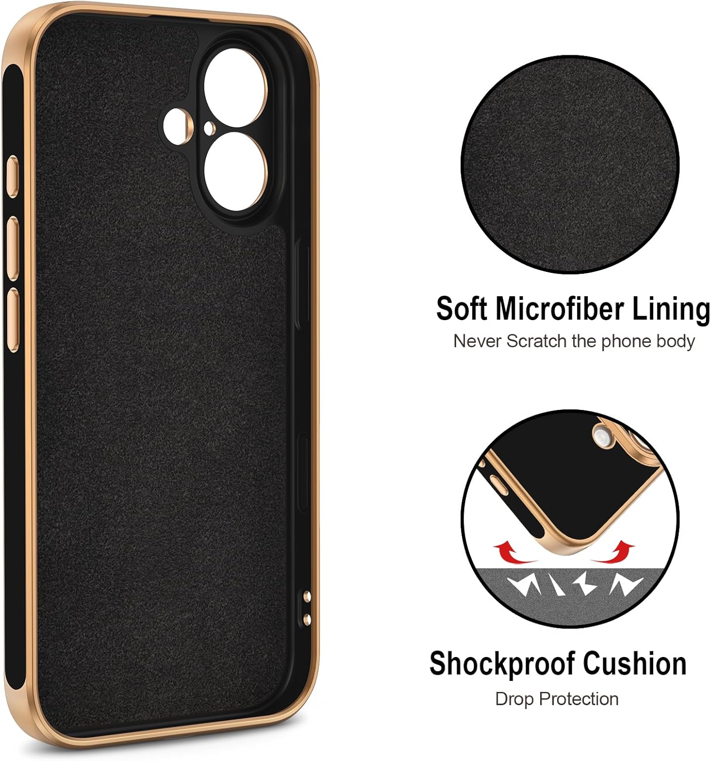 Hython for iPhone 17 Case with Ring Stand, 360° Rotatable Ring Holder Magnetic Kickstand, Plating Rose Gold Edge Soft Cover Protective Phone Case for iPhone 17 6.3", Black - Image 3