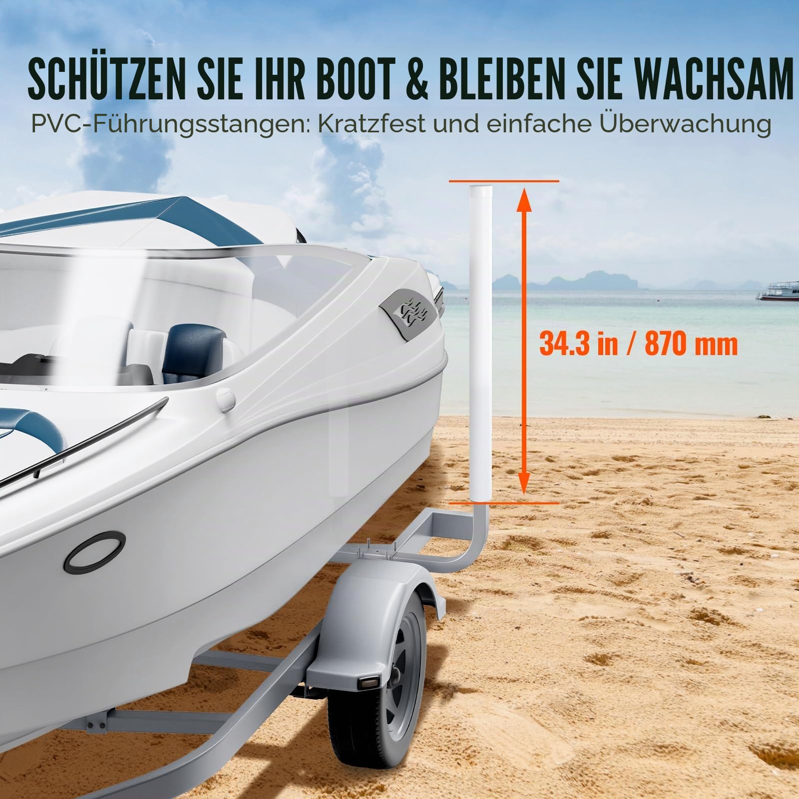VEVOR L-Form 1,1 m Anhängerpfahl Bootsanhänger Anleitung Kurbelstütze Bootsführung, 30 cm Einstellbare Breite Boat Trailer Guide-on, Ersatzteile und Zubehör für Skiboot Fischerboot Segelbootanhänger