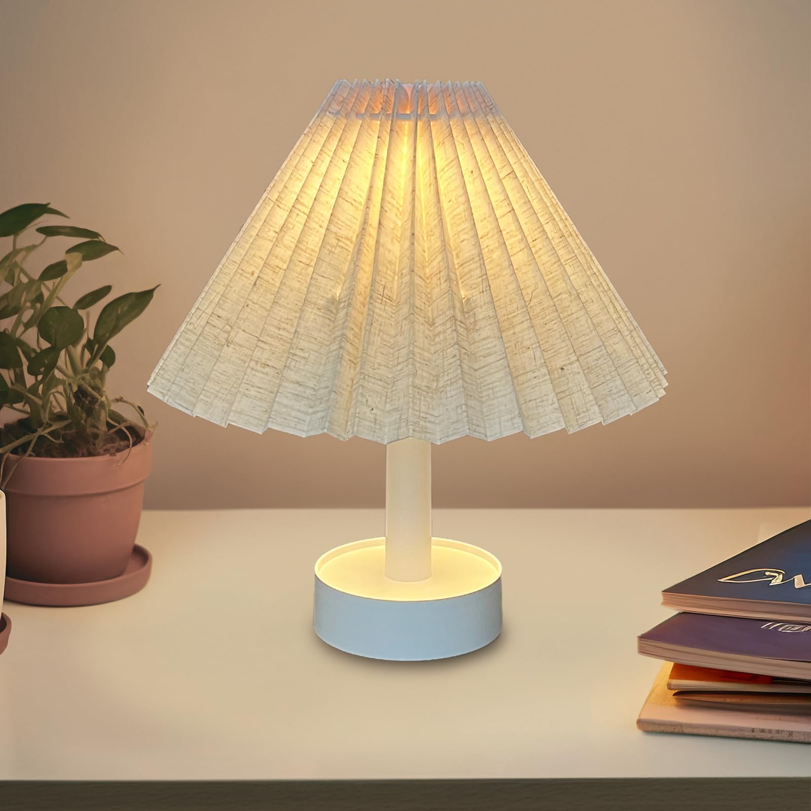 Table Lamp Foldable Desk lamp with Stepless Dimming 3 Color Modes USB-C Rechargeable Portable Bedside Desk Light for