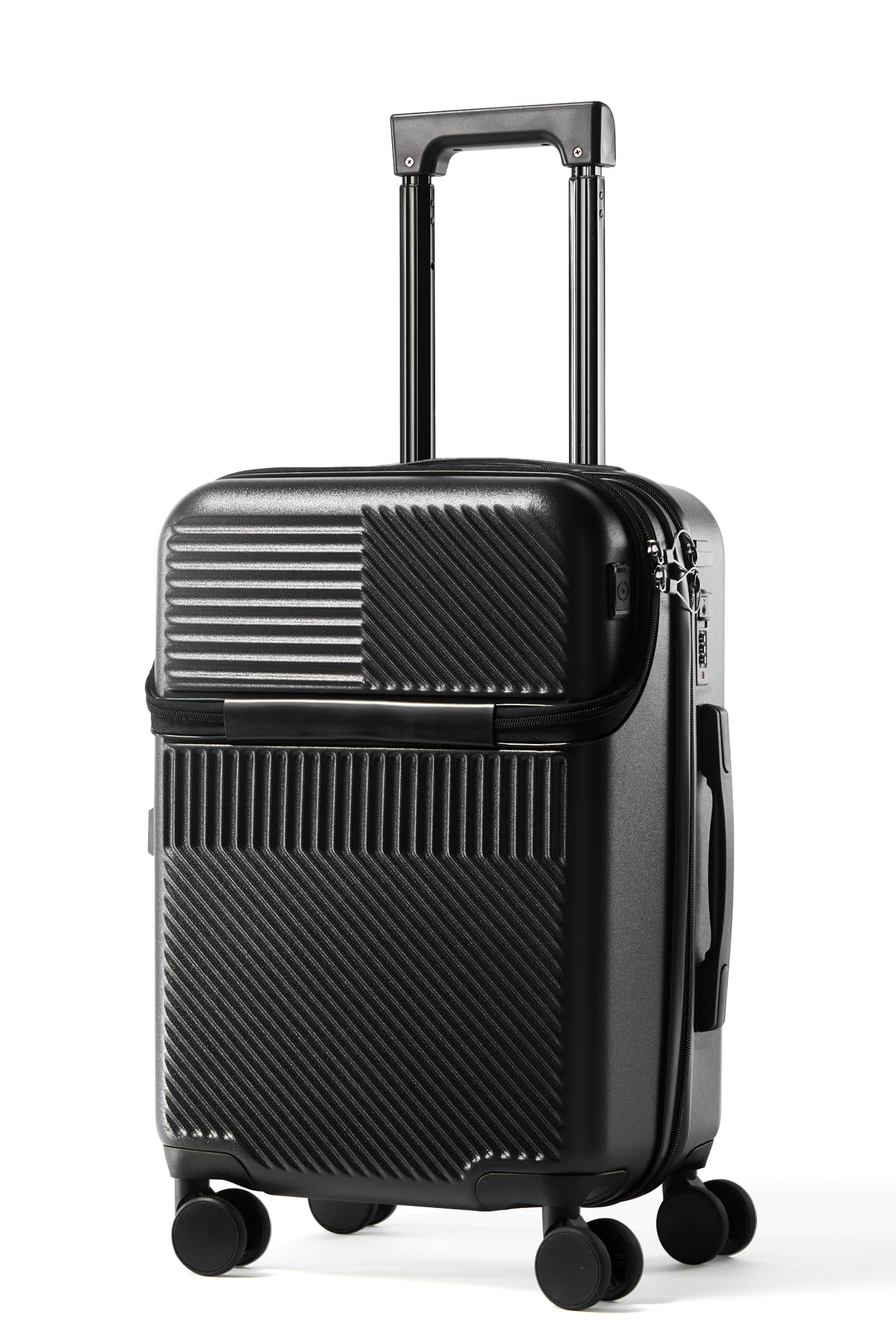 UrbanExplorer 20 Inch Carry-On Luggage with Front Opening, Cup Holder & USB Port, Lightweight ABS+PC Hardshell Spinner Suitcase, Airline Approved, 360