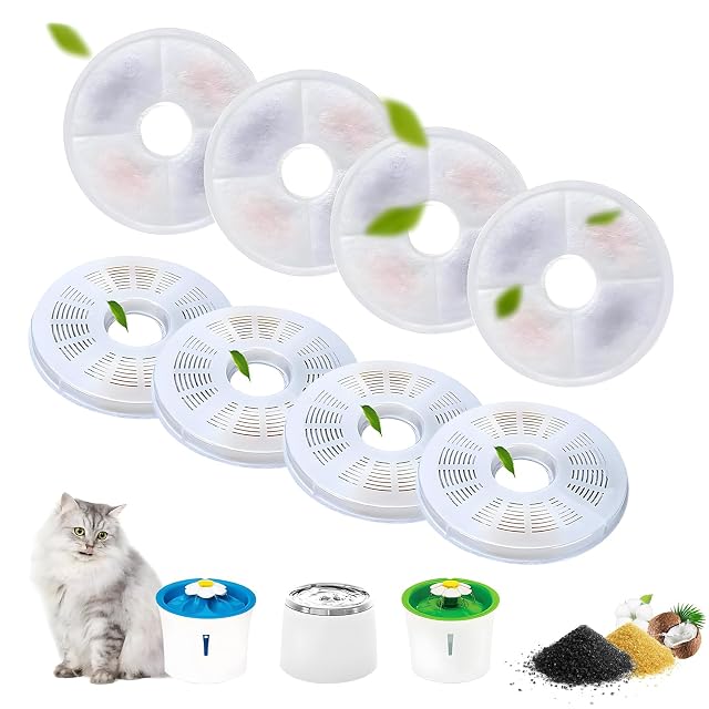 Filtros Fuente Gatos Filtro Fuente para Gatos 8 Piezas Filtros para Fuente de Agua Gatos con Resina y Carbón…