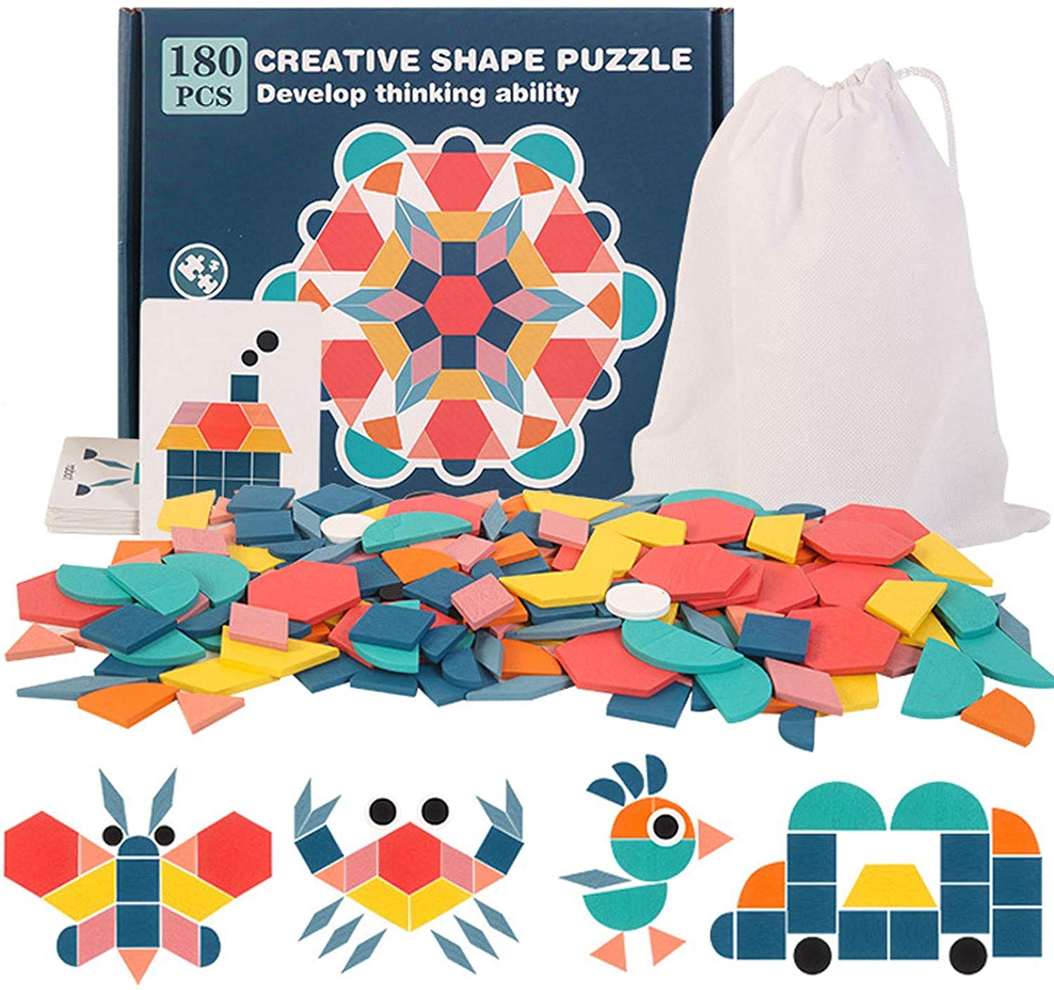 MentorKids Wooden Pattern Blocks Wooden Puzzle Blocks Classic Educational Toys Puzzles with 180 Geometric Shape Pieces and 24 Designs (B08MXWDGLY) Amazon Price History, Amazon Price Tracker