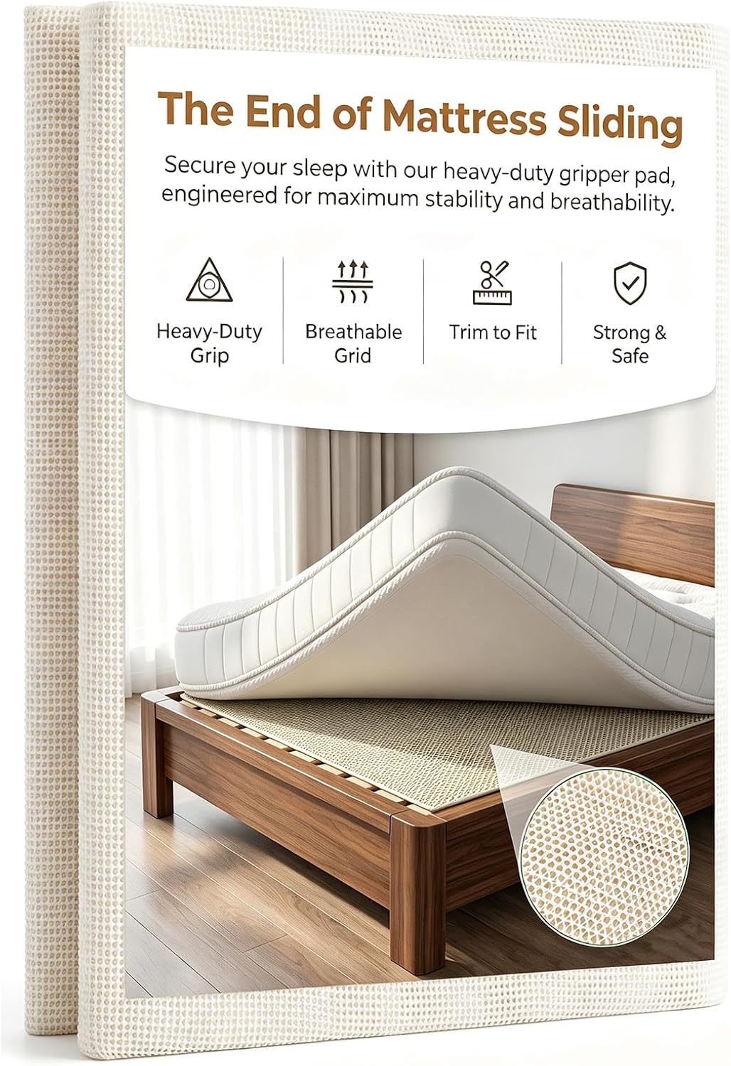 Non-Slip Mattress Gripper Pad to Prevent Sliding, Trim to