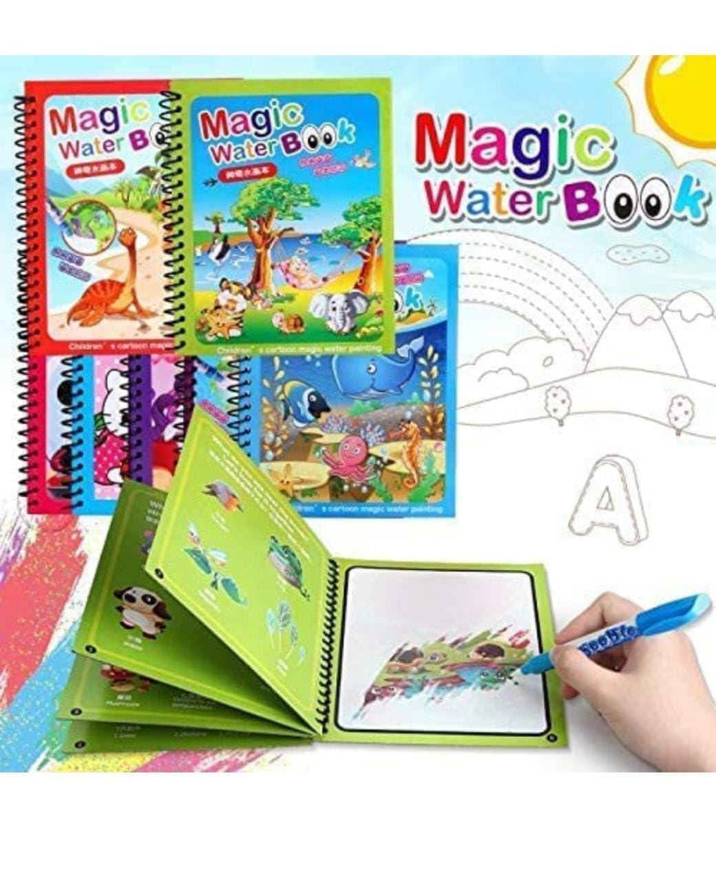 MA (Pack of 2) Reusable Magic Water Quick Dry Book Water Coloring Book Doodle with Magic Pen Painting Board for Kids, Children Education Drawing Pad (Random Design) - NO Colors Required (2 (B0C7BYX6XL) Amazon Price History, Amazon Price Tracker