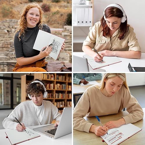 Miniatura 7 de Cuadernos rayados para trabajo, viajes, universidad, tamaño A5, papel grueso de 3.53 ozm, cuaderno clásico a rayas, bloc de notas de tapa dura para