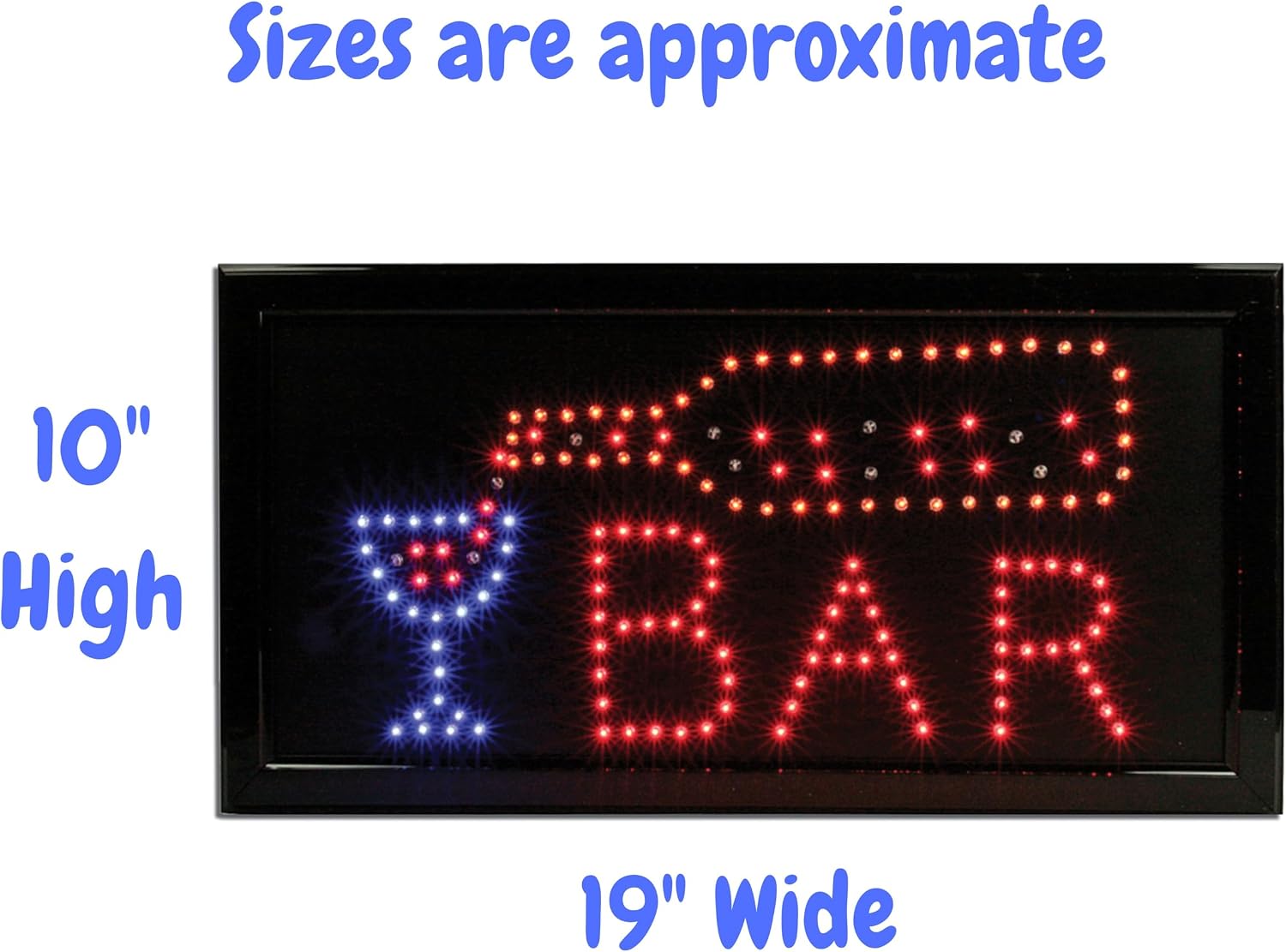 Lighted Bar Sign LED Man Cave Wall Decor - 19 x 10 Inch Plug-In Bar Light Sign with 4 Ft Cord- Home Bar Accessories Pub Room Decor - Business Bar Sign - Gifts for Him - Dad Husband