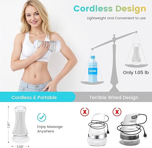 Miniatura 3 de BTD-DARBY Masajeador eléctrico para celulitis, máquina de esculpir el cuerpo con 6 almohadillas lavables amigables con la piel y velocidades